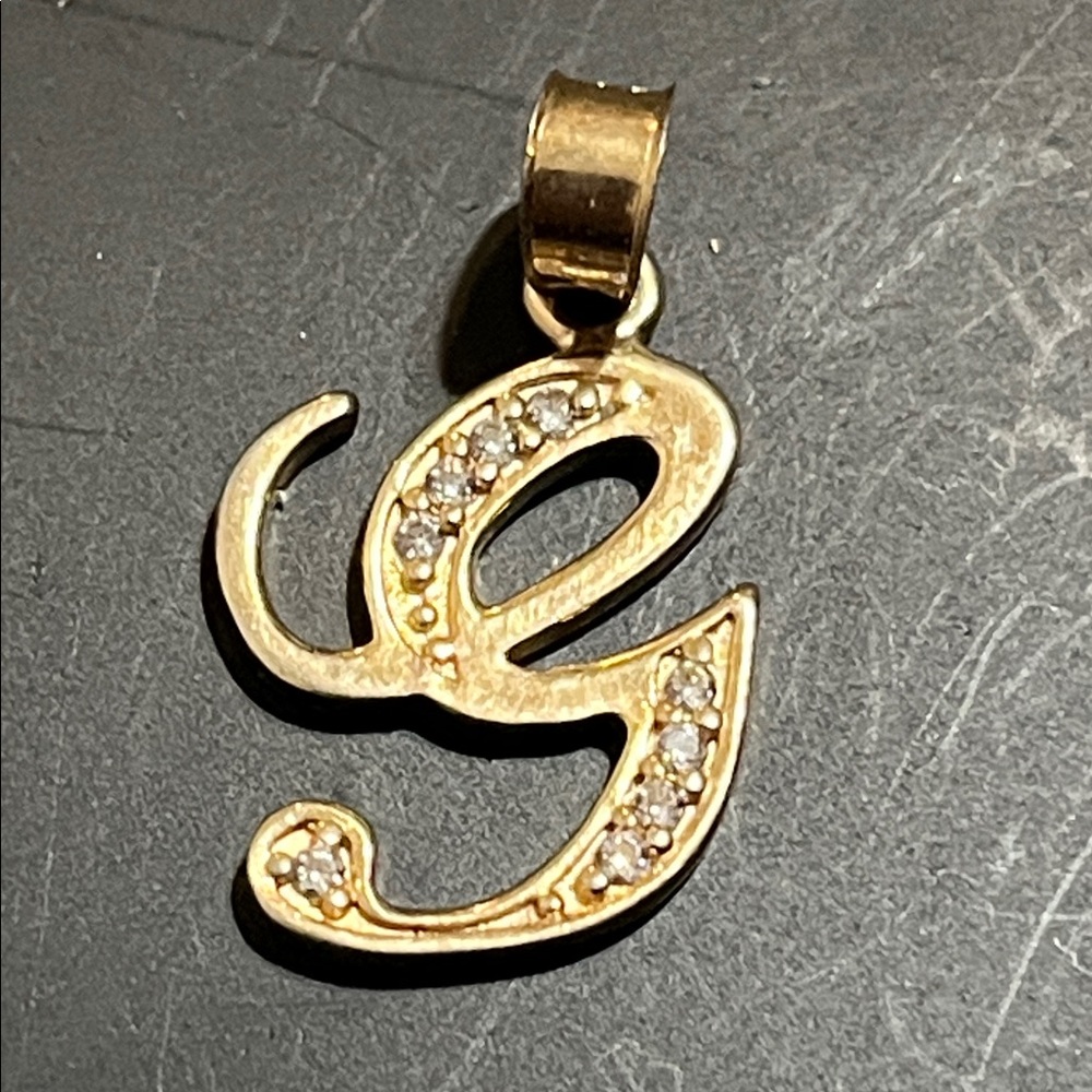 Gold Initial Pendant with Crystals